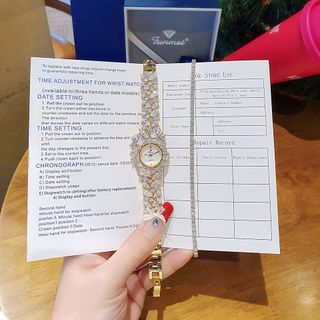 SET VALENTINE ĐỒNG HỒ NỮ CHÍNH HÃNG FUNMEI F2053 ĐÍNH SWAROSKI KÈM DÂY CHUYỀN FULLBOX