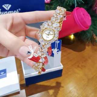 SET VALENTINE ĐỒNG HỒ NỮ CHÍNH HÃNG FUNMEI F2053 ĐÍNH SWAROSKI KÈM DÂY CHUYỀN FULLBOX