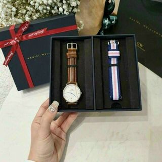 SET VALENTINE DANIEL CAO CẤP DA PETITE VÀ DÂY NATO FULLBOX HỘP NƠ ĐỎ