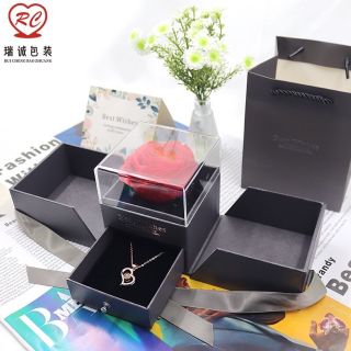 HỘP HOA MỞ CÓ NGĂN KÉO ĐỰNG QUÀ TẶNG VALENTINE