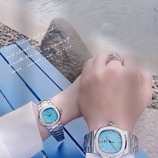 QUÀ VALENTINE ĐỒNG HỒ CHÍNH HÃNG FUNMEI COUPLE F8020 DÂY THÉP BẠC MAT VUÔNG FULLBOX TEM