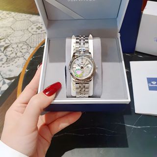 QUÀ VALENTINE ĐỒNG HỒ NAM NỮ CHÍNH HÃNG FUNMEI F2036 DÂY THÉP BẠC DEMI MẶT TRÒN SAPHIRE FULLBOX TEM