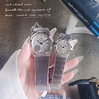 QUÀ VALENTINE ĐỒNG HỒ NAM NỮ CHÍNH HÃNG FUNMEI FIV DÂY THÉP BẠC FULLBOX TEM