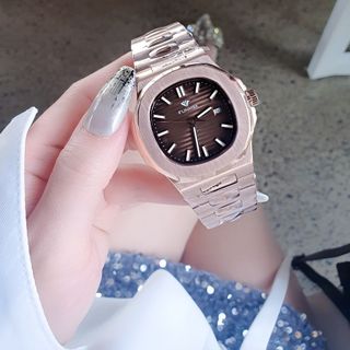 QUÀ VALENTINE ĐỒNG HỒ CHÍNH HÃNG FUNMEI COUPLE F8020 DÂY THÉP HỒNG VÀNG MAT VUÔNG FULLBOX TEM