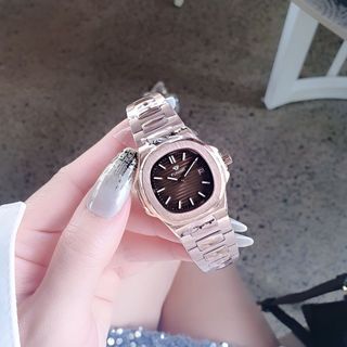QUÀ VALENTINE ĐỒNG HỒ CHÍNH HÃNG FUNMEI COUPLE F8020 DÂY THÉP HỒNG VÀNG MAT VUÔNG FULLBOX TEM