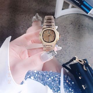 QUÀ VALENTINE ĐỒNG HỒ CHÍNH HÃNG FUNMEI COUPLE F8020 DÂY THÉP HỒNG VÀNG MAT VUÔNG FULLBOX TEM