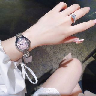 QUÀ VALENTINE ĐỒNG HỒ NỮ CHÍNH HÃNG COMLOVEI THÉP BẠC MẶT HỒNG NIỀNG TRƠN FULLBOX