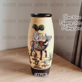 Lọ Hoa, Bình Hoa Gốm Hình Tranh Đông Hồ (TÚI 10C)