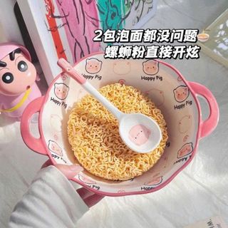 BÁT SỨ 2 QUAI HỌA TIẾT KÈM MUỖNG CUTE