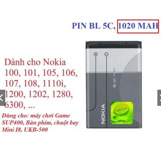 Pin nokia Bl 5C - Pin 3 Gân 2IC Xịn Chống Phù Cho Nokia 1280, 105, 110i viveo pin zin vàng