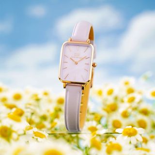 ĐỒNG HỒ NỮ CAO CẤP DANIEL W QUADRO LAVENDER DÂY DA CN TÍM XÀ CỪ HỘP NƠ TEM