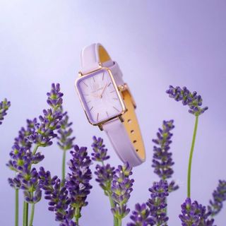 ĐỒNG HỒ NỮ CAO CẤP DANIEL W QUADRO LAVENDER DÂY DA CN TÍM XÀ CỪ HỘP NƠ TEM