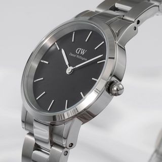 ĐỒNG HỒ NAM NỮ CAO CẤP DANIEL W ICONIC LINK DÂY THÉP SILVER MẶT ĐEN FULLBOX HỘP NƠ