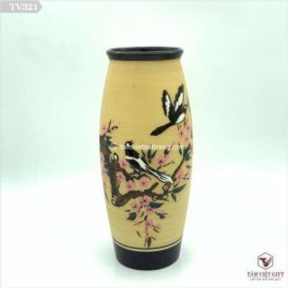 Lọ Hoa, Bình Hoa Gốm Hình Tranh Đông Hồ (TÚI 10C)