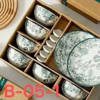BỘ 14 CHI TIẾT SET Bát . Bộ Bát Hoa Xanh B-05-1 (THÙNG 12B)