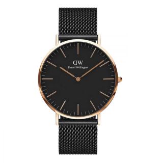 ĐỒNG HỒ NAM NỮ CAO CẤP DANIEL W DÂY LƯỚI ĐEN HỘP NƠ TEM