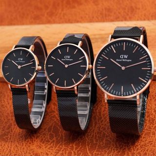 ĐỒNG HỒ NAM NỮ CAO CẤP DANIEL W DÂY LƯỚI ĐEN HỘP NƠ TEM