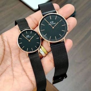 ĐỒNG HỒ NAM NỮ CAO CẤP DANIEL W DÂY LƯỚI ĐEN HỘP NƠ TEM