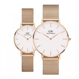 ĐỒNG HỒ NAM NỮ CAO CẤP DANIEL W DÂY LƯỚI VÀNG HỒNG HỘP NƠ TEM
