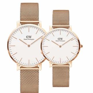 ĐỒNG HỒ NAM NỮ CAO CẤP DANIEL W DÂY LƯỚI VÀNG HỒNG HỘP NƠ TEM