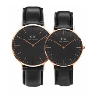 ĐỒNG HỒ NAM NỮ CAO CẤP DANIEL W CLASSIC BLACK DÂY DA HỘP NƠ TEM