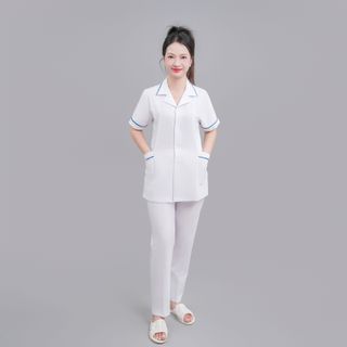 Đồng phục y tế Bách Thảo - Áo Blouse Dược Sĩ Ngắn Tay (Nam-Nữ) Chất Vải Cao Cấp Mát Hàn Quốc [THÊU TÊN THEO YÊU CẦU]