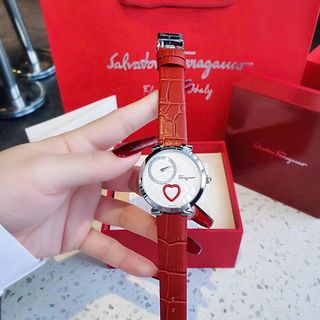 QUÀ VALENTINE ĐỒNG HỒ NỮ CAO CẤP SALVATHORE COURE DÂY DA MẶT TRÁI TIM NIỀNG THÉP