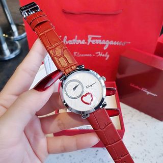 QUÀ VALENTINE ĐỒNG HỒ NỮ CAO CẤP SALVATHORE COURE DÂY DA MẶT TRÁI TIM NIỀNG THÉP