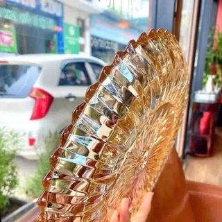 ĐĨA THỦY TINH VÀNG 37CM MÃ 337 (T6)
