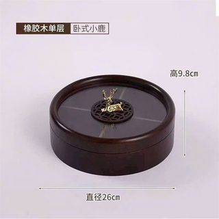 Gỗ - Khay Mứt Gỗ Nắp Hươu Tròn 4 Ngăn (THÙNG 20B)