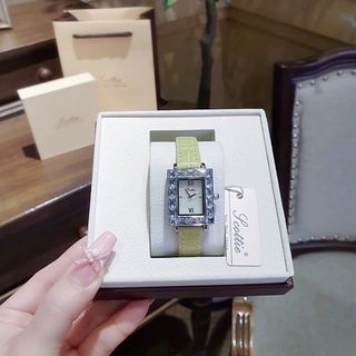 QUÀ VALENTINE ĐỒNG HỒ NỮ CHÍNH HÃNG SCOTTE DÂY DA XANH MINT MẶT CHỮ NHẬT