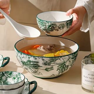 BỘ 14 CHI TIẾT SET Bát . Bộ Bát Hoa Xanh B-05-1 (THÙNG 12B)