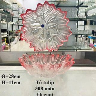 TÔ THUỶ TINH TULIP MÀU 28CM (T6)