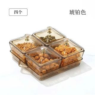 Khay 4 Hũ Mứt Thủy Tinh Sần Cao Cấp ( THÙNG 36B )