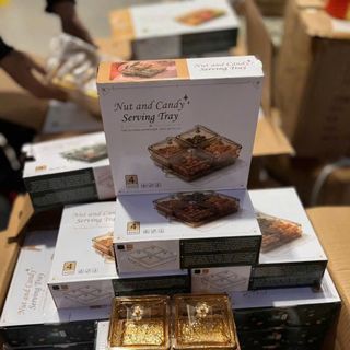 Khay 4 Hũ Mứt Thủy Tinh Sần Cao Cấp ( THÙNG 36B )