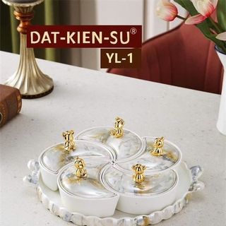 Sứ - Khay Mứt Sứ Gấu Vân Đá Cao Cấp YL-1 (THÙNG 8B )