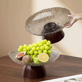 Khay Bồng Nhựa Trắng Chân Gỗ Vân Sóng (THÙNG 10C)