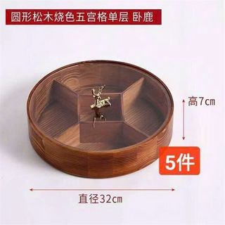 Gỗ - Khay Mứt Gỗ Nắp Hươu Tròn 5 Ngăn (THÙNG 20B)