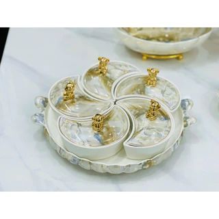 Sứ - Khay Mứt Sứ Gấu Vân Đá Cao Cấp YL-1 (THÙNG 8B )