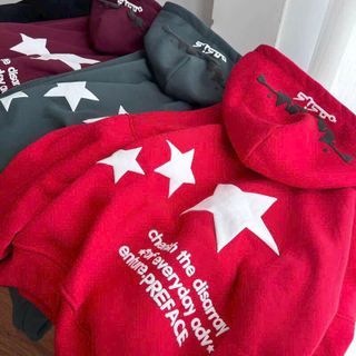 Áo Khoác Nỉ In Nổi PREFACE Form Boxy, Dây Kéo 2 Đầu, Unisex