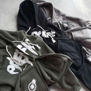 Áo Khoác Nỉ In Nổi PREFACE Form Boxy, Dây Kéo 2 Đầu, Unisex