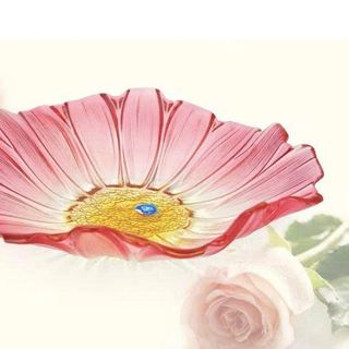 ĐĨA THỦY TINH MÀU 37CM HOẠ TIẾT HƯỚNG DƯƠNG (T6)