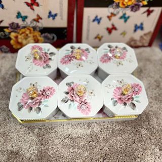 Bộ 6 Hũ Mứt Có Hoa Văn Kèm Nắp 2675-5 ( THÙNG 16C )