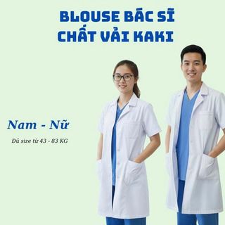 Đồng phục y tế Bách Thảo - Áo Khoác Blouse Y Tế Trắng  Bác Sĩ Chất Vải KAKI Cao Cấp