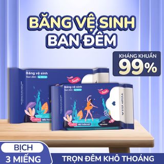 Băng vệ sinh ban đêm Topgia 35cm siêu thấm hút vải không dệt êm ái giảm trào ngược 3 miếng/gói