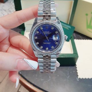 ĐỒNG HỒ NAM CAO CẤP ROLET DATE JUST AUTOMATIC BẠC MẶT XANH VIỀN ĐÁ