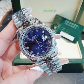 ĐỒNG HỒ NAM CAO CẤP ROLET DATE JUST AUTOMATIC BẠC MẶT XANH VIỀN ĐÁ