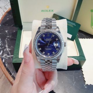 ĐỒNG HỒ NAM CAO CẤP ROLET DATE JUST AUTOMATIC BẠC MẶT XANH VIỀN ĐÁ