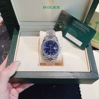 ĐỒNG HỒ NAM CAO CẤP ROLET DATE JUST AUTOMATIC BẠC MẶT XANH VIỀN ĐÁ