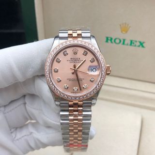 ĐỒNG HỒ NỮ CAO CẤP ROLET DATE JUST AUTOMATIC DEMI HỒNG VIỀN ĐÁ
